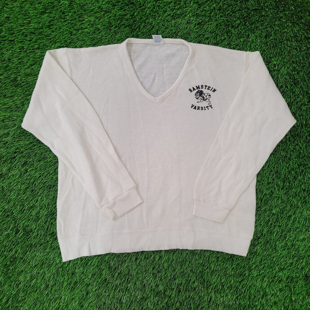 Vintage Ramstein-Varsity Sweater Womens Large 22x23 Ivory